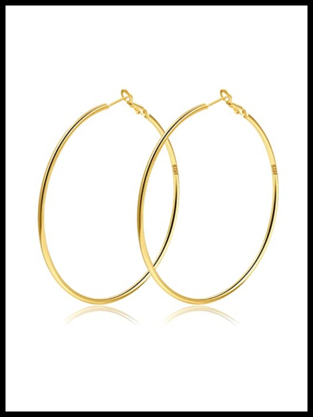 2mm Sterling Silver Big Hoop Earrings Hypoallergenic Thin Oversize